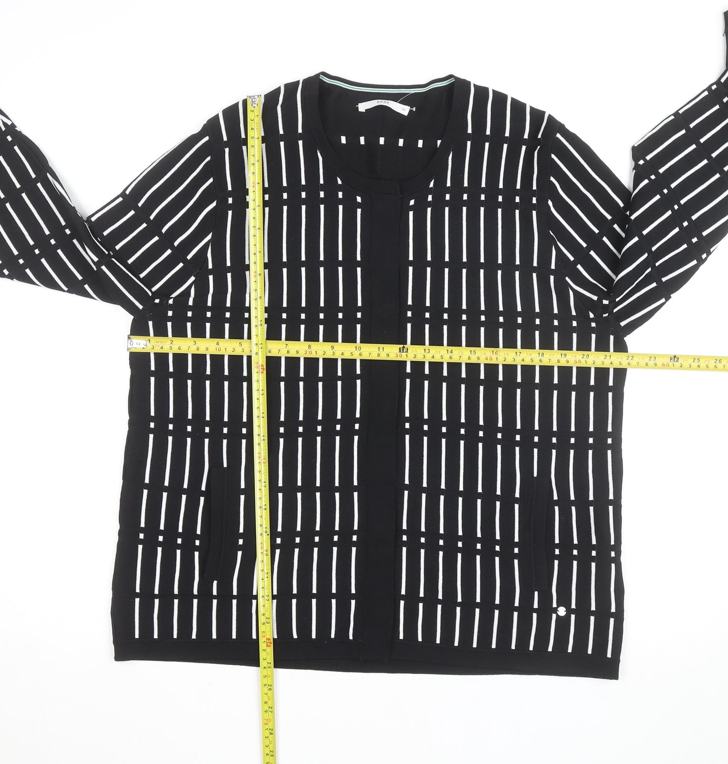 Brax Women's Black Check Knit Cardigan Size 16