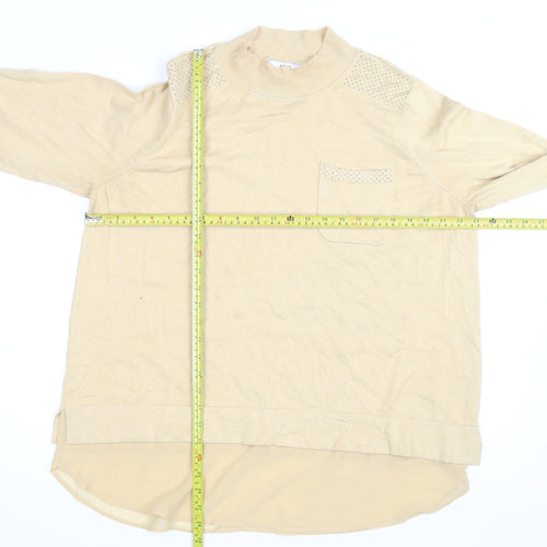 Next Women Beige Mock Neck Long Sleeve Pullover Jumper L