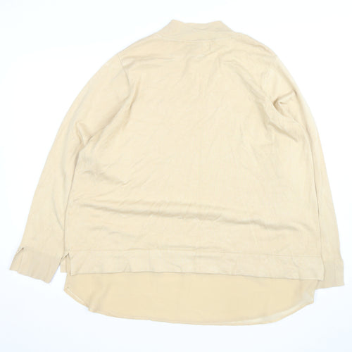 Next Women Beige Mock Neck Long Sleeve Pullover Jumper L