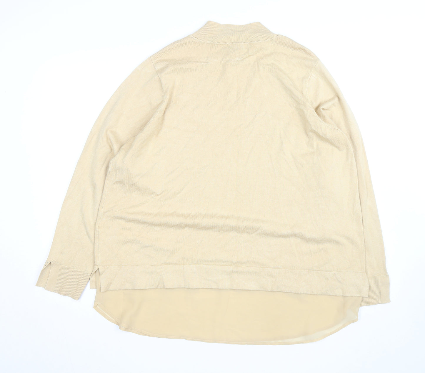 Next Women Beige Mock Neck Long Sleeve Pullover Jumper L