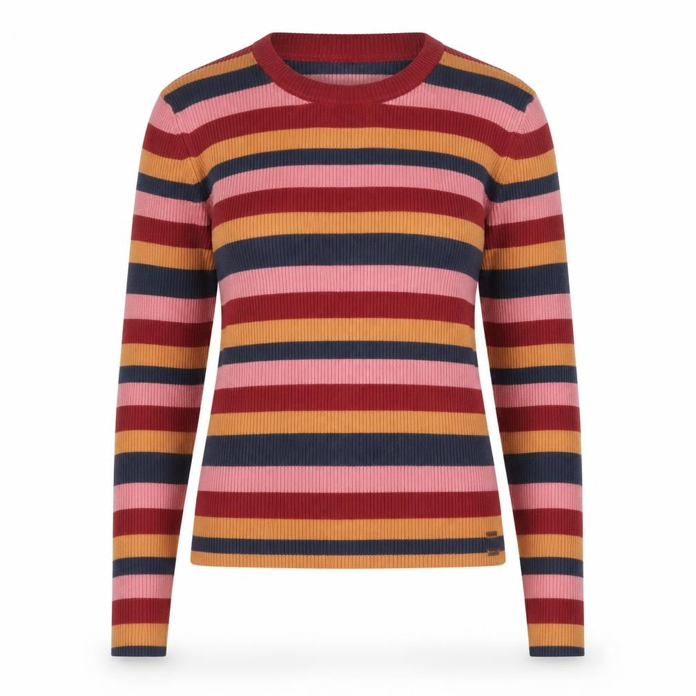Front view of Wrangler women’s multicoloured xs striped knit jumper