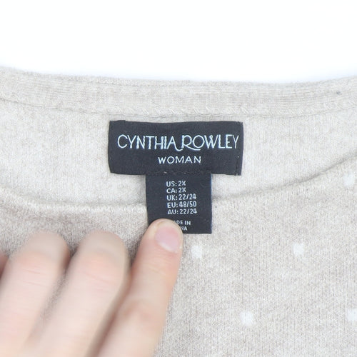 Cynthia Rowley Woman Beige Polka Dot Knit Jumper UK 22/24