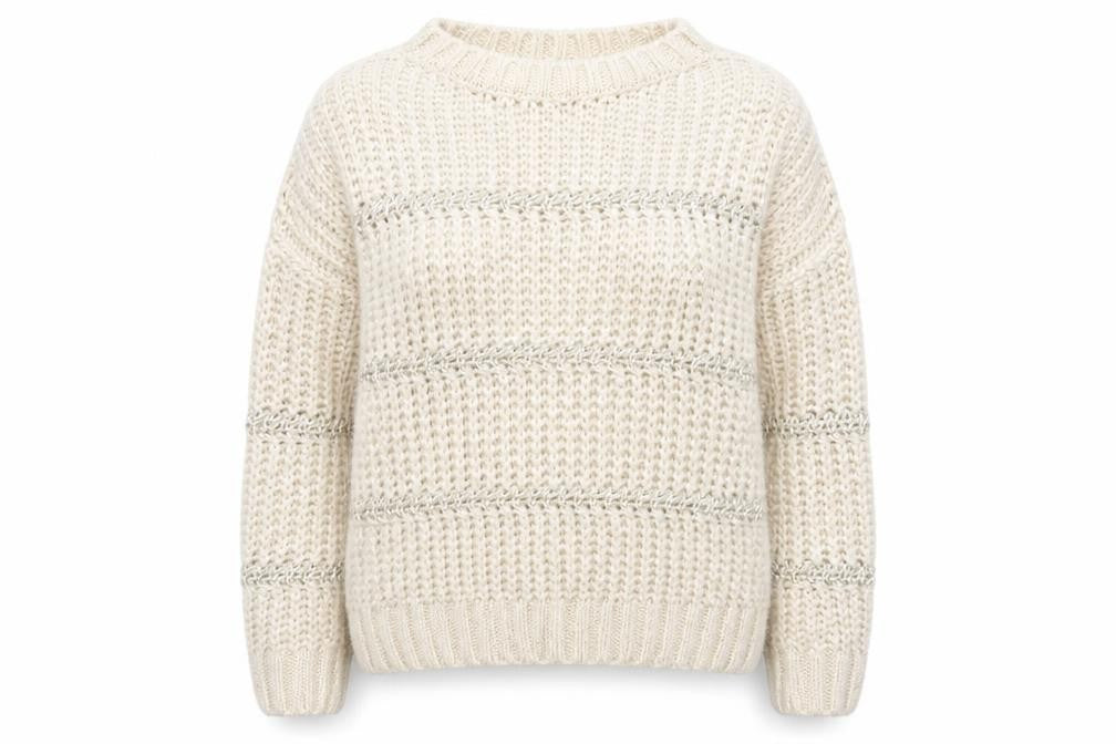Front view of Next Women Beige Chunky Knit Crew Neck jumper M