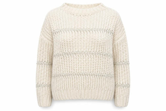 Front view of Next Women Beige Chunky Knit Crew Neck jumper M