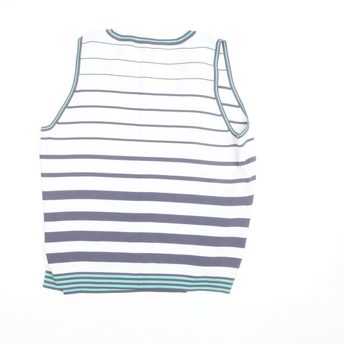 Femme Women’s White Striped V-Neck Tank Top Size XL