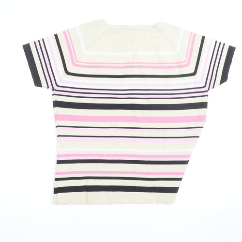 Berkertex Women’s Multicoloured Striped Knit Short Sleeve Top Size 16