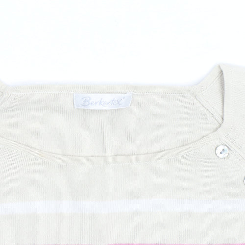 Berkertex Women’s Multicoloured Striped Knit Short Sleeve Top Size 16