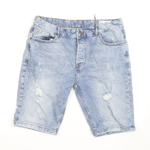 Denim Co. Women Blue Slim Fit Light Wash Denim Shorts Size 34