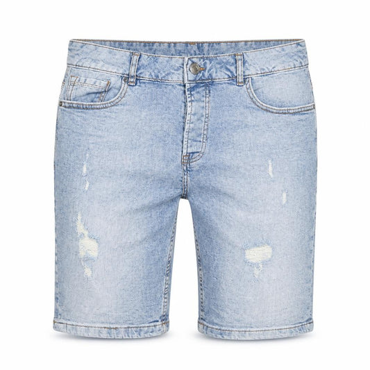 Front view of Denim Co. Women Blue Slim Fit Light Wash Denim Shorts, size 34