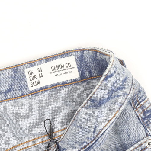 Denim Co. Women Blue Slim Fit Light Wash Denim Shorts Size 34