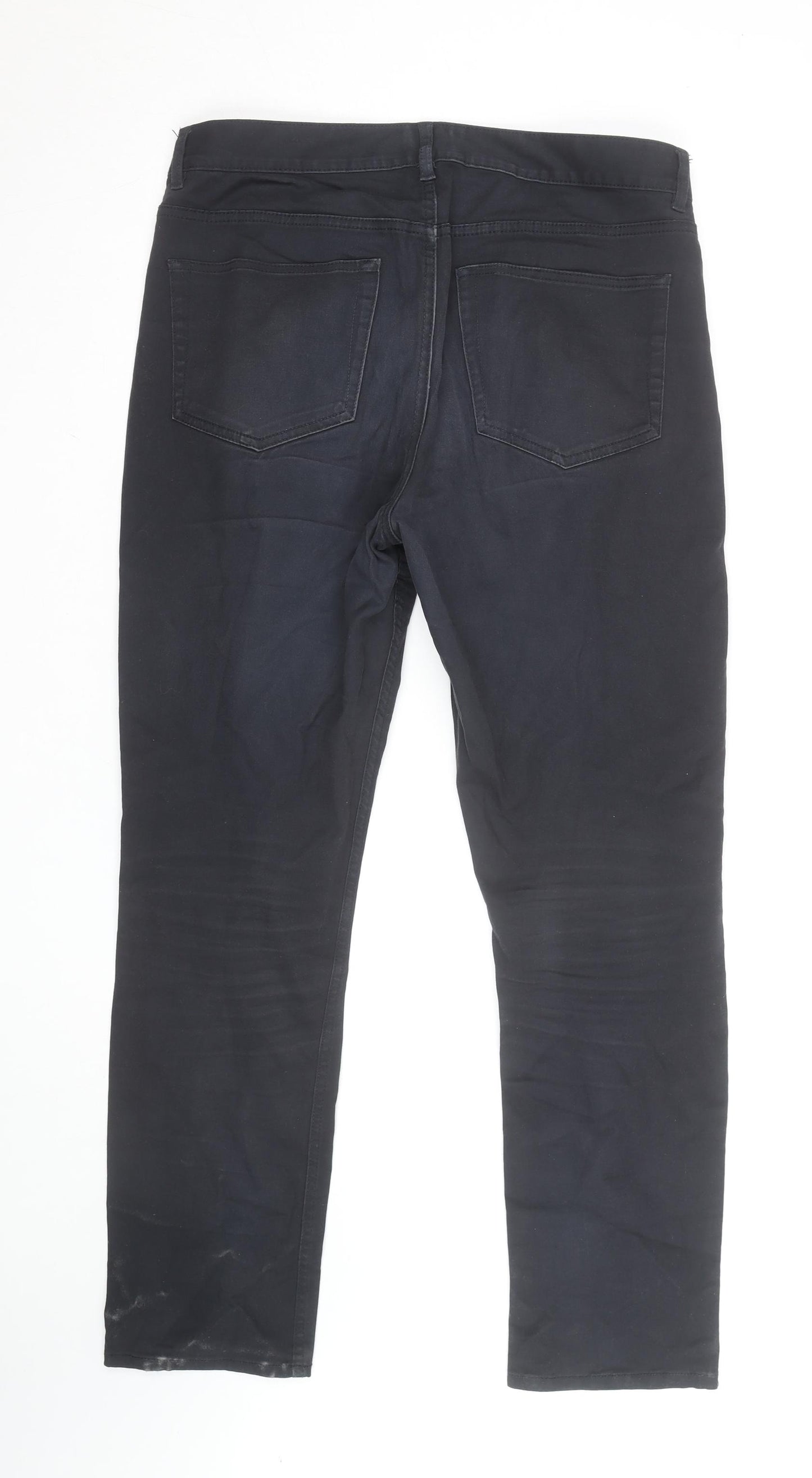 H&M Men Black Slim Fit Chino Trousers Size 32x32 Cotton Stretch