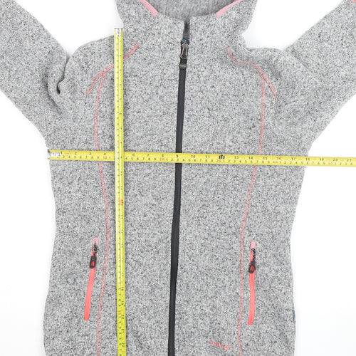 Meru Womens Grey Full Zip Hooded Fleece Jacket Size 12