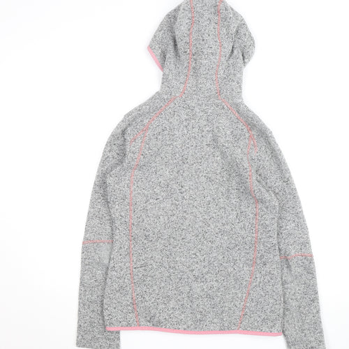 Meru Womens Grey Full Zip Hooded Fleece Jacket Size 12