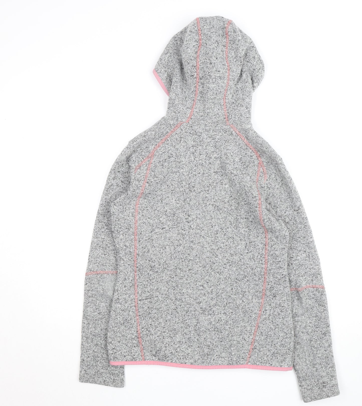 Meru Womens Grey Full Zip Hooded Fleece Jacket Size 12