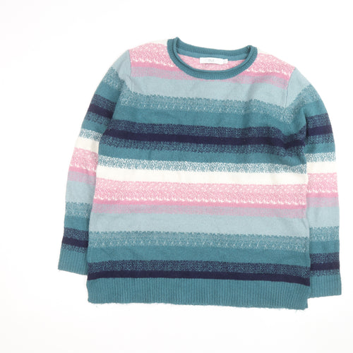 Isle Womens Multicoloured Striped Crew Neck Jumper Size 14