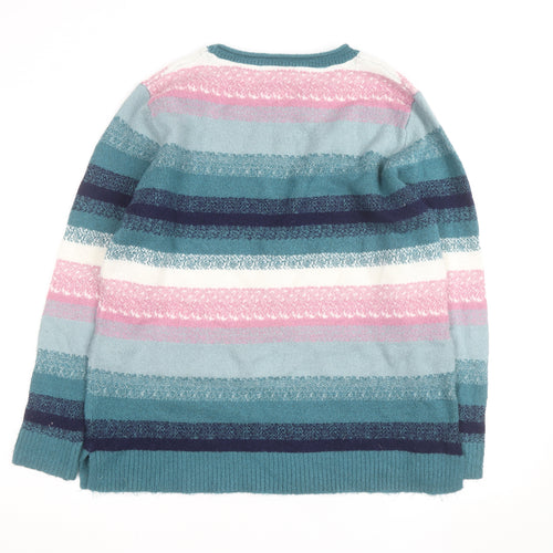 Isle Womens Multicoloured Striped Crew Neck Jumper Size 14