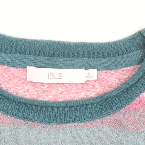 Isle Womens Multicoloured Striped Crew Neck Jumper Size 14
