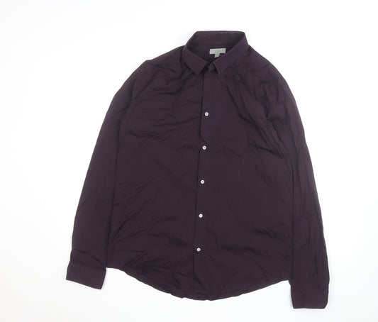 COS Men's Purple Classic Long Sleeve Cotton Dress Shirt Size 41