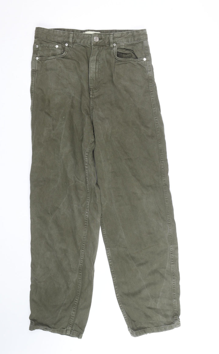 MNG Men's Green Straight Jeans Size S Regular Fit Denim