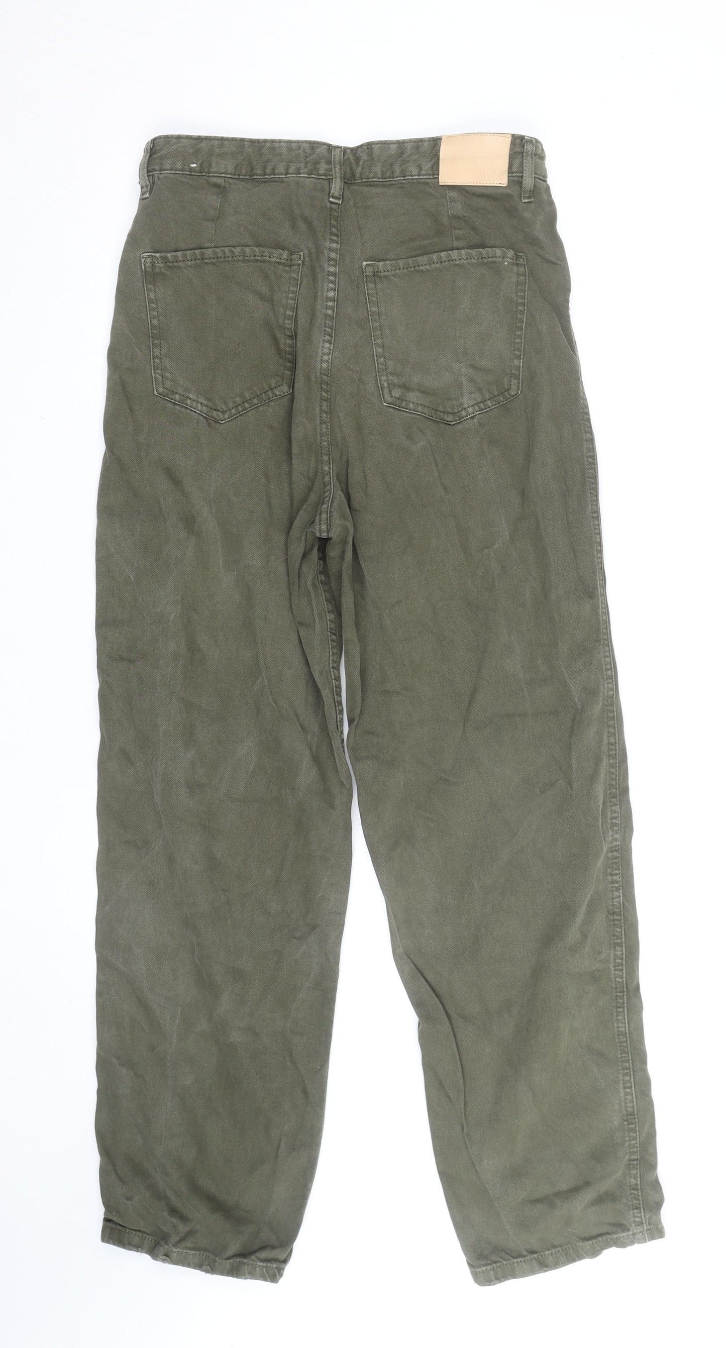 MNG Men's Green Straight Jeans Size S Regular Fit Denim