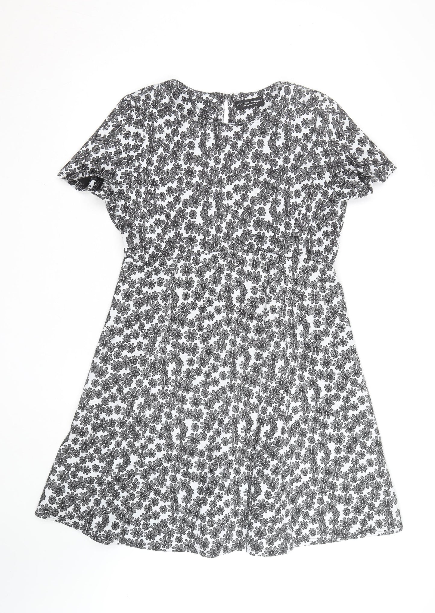 Dorothy Perkins Women Black Floral Lace A-Line Dress Size 16