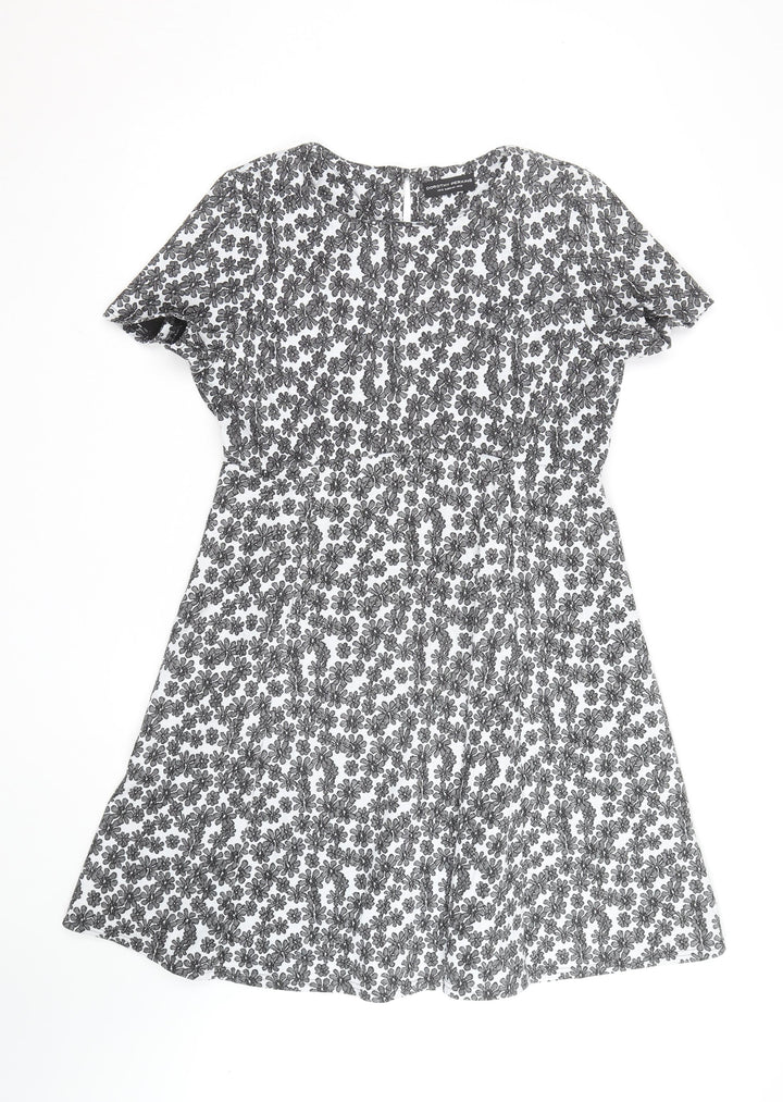 Dorothy Perkins Women Black Floral Lace A-Line Dress Size 16