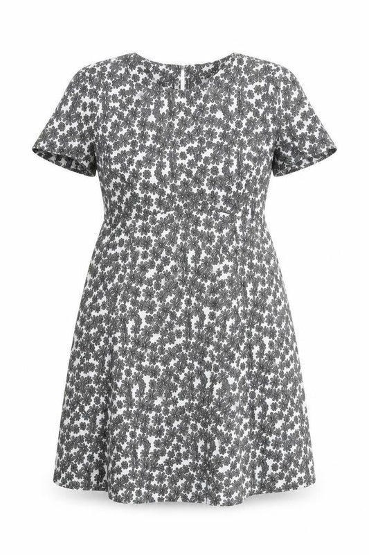 Front view of Dorothy Perkins Women Black Floral Lace A-Line Dress, size 16