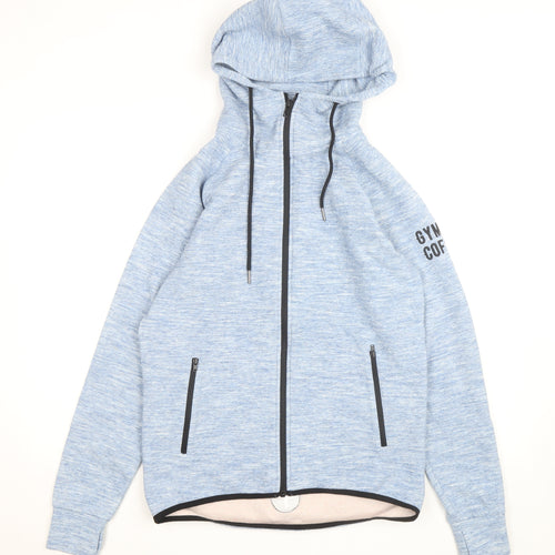 Gym+Coffee Men’s Blue Full Zip Hoodie M Regular Fit Athletic Style