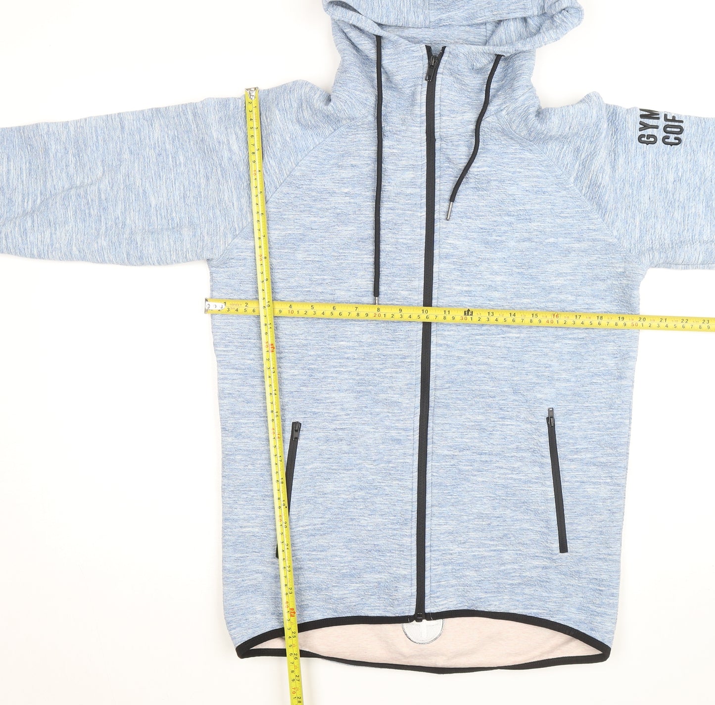 Gym+Coffee Men’s Blue Full Zip Hoodie M Regular Fit Athletic Style