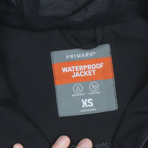 Primark Men's Black XS Waterproof Softshell Hooded Rain Jacket