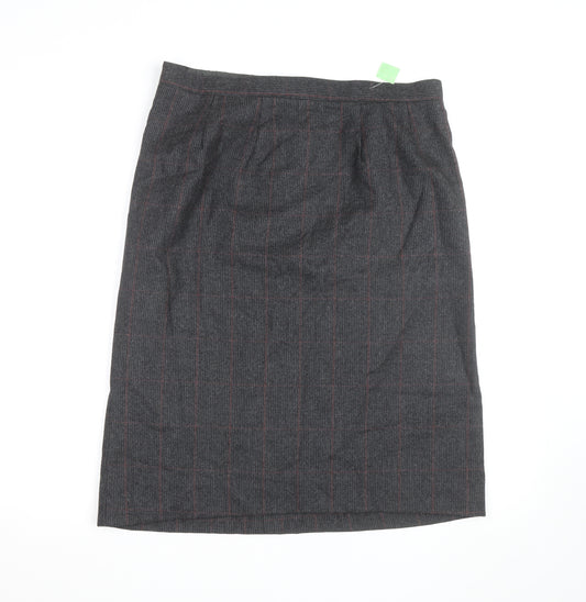 Harve Benard Women's Grey Wool Pencil Skirt Size 14 Lined Workwear
