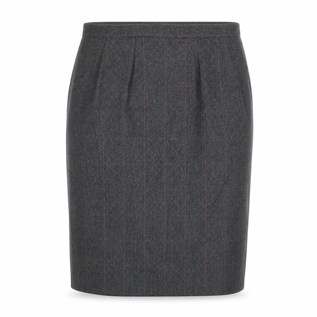 Front view of Harve Benard Women's Grey Wool Pencil Skirt, size 14, Lined Workwear