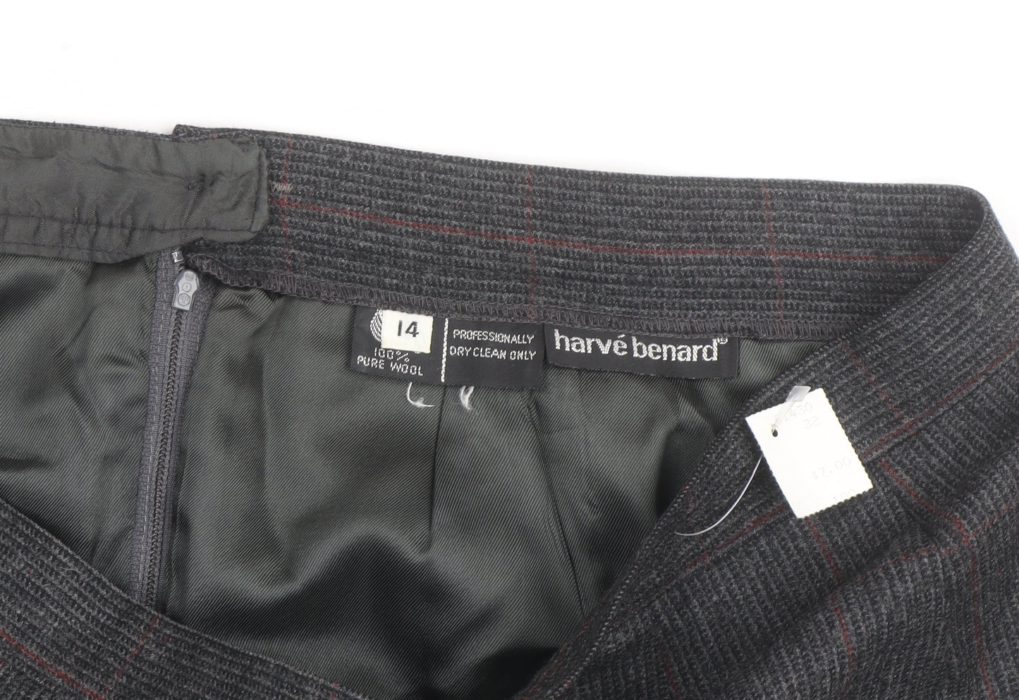 Harve Benard Women's Grey Wool Pencil Skirt Size 14 Lined Workwear