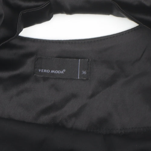 Vero Moda Women’s Black Bodycon Short Dress Size 8 Party Satin Puff Sleeve
