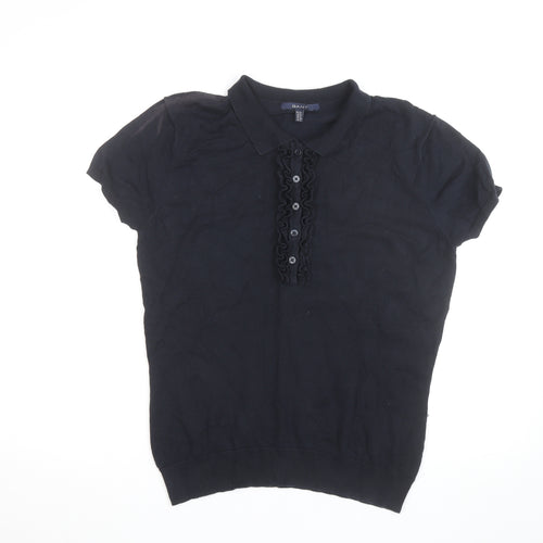 GANT Womens Black Short Sleeve Collared Polo Top Size XL