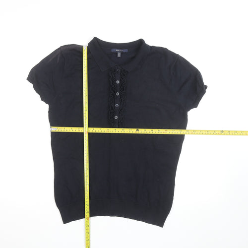 GANT Womens Black Short Sleeve Collared Polo Top Size XL