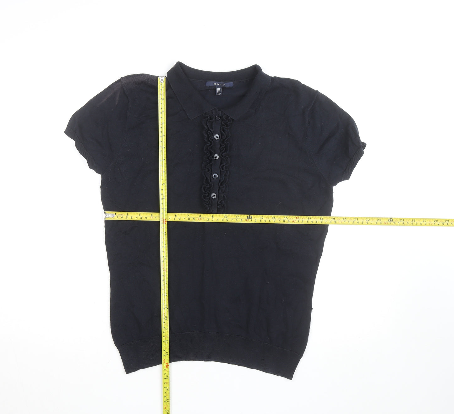 GANT Womens Black Short Sleeve Collared Polo Top Size XL