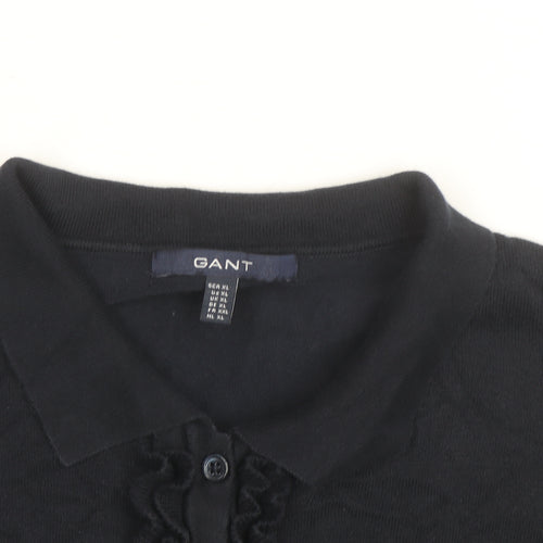 GANT Womens Black Short Sleeve Collared Polo Top Size XL