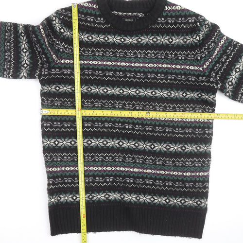 FatFace Men’s Black Fair Isle Wool Blend Crew Neck Jumper L