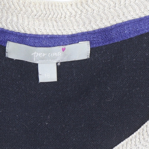 Marks and Spencer Per Una Women's Multicoloured Stripe Knit Top Size 16