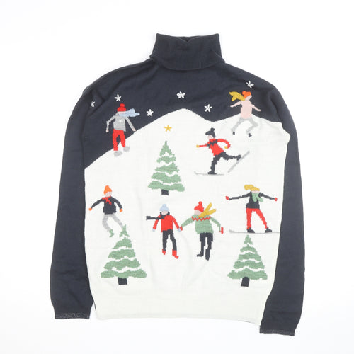 Next Women Multicoloured Roll Neck Christmas Jumper Size 8