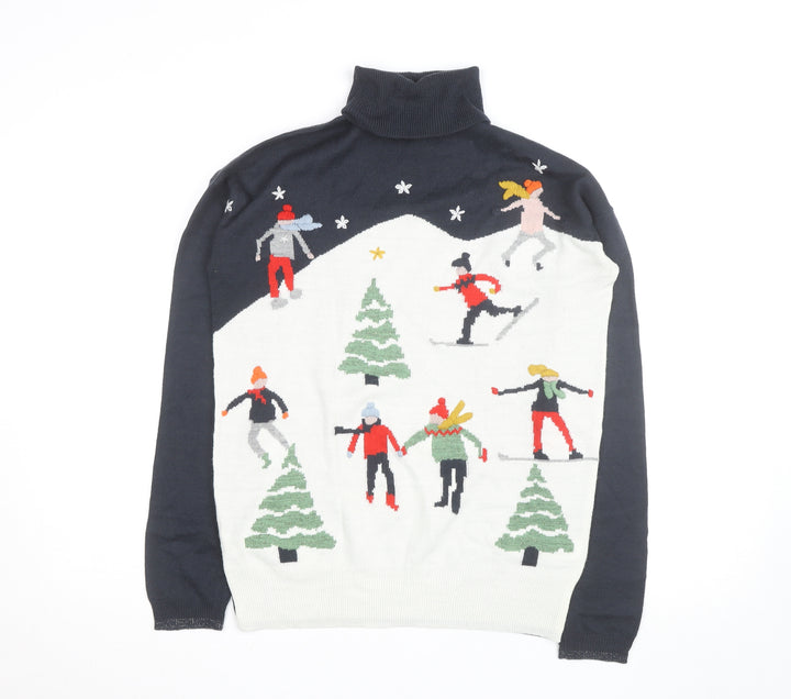 Next Women Multicoloured Roll Neck Christmas Jumper Size 8