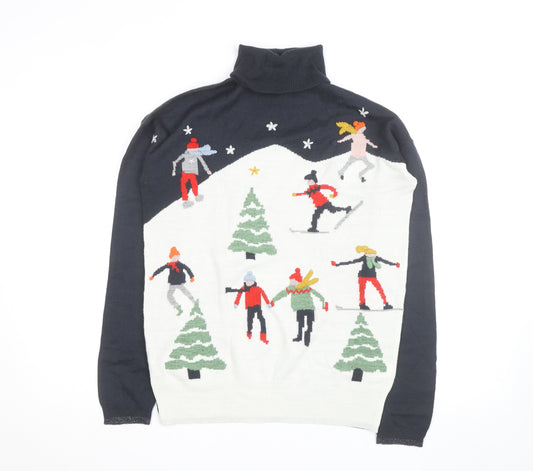 Next Women Multicoloured Roll Neck Christmas Jumper Size 8