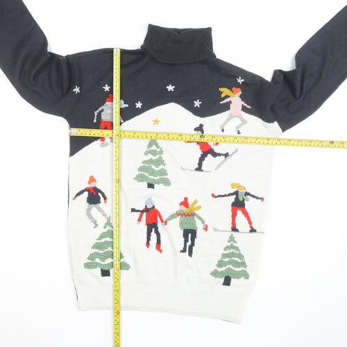 Next Women Multicoloured Roll Neck Christmas Jumper Size 8