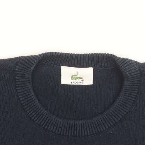 Lacoste Men's Blue Crew Neck Striped Pullover Jumper Size L