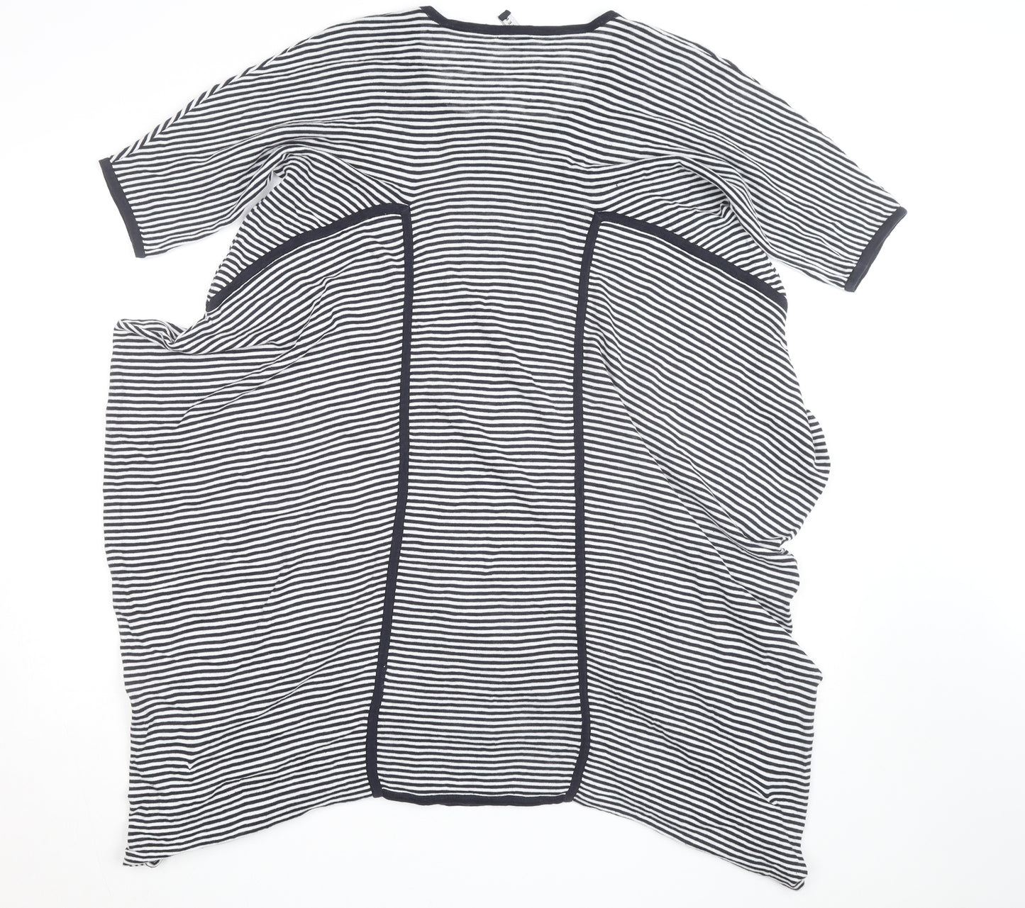 Jaeger Women Blue Striped Linen Cotton Relaxed T-Shirt Size L