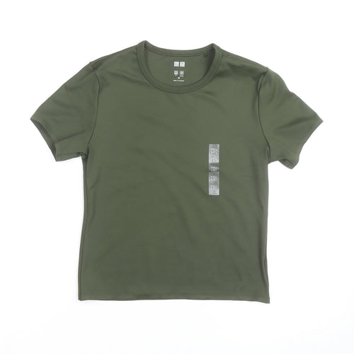 Uniqlo Men's Green Quick Dry Crew Neck Short Sleeve T-Shirt XS