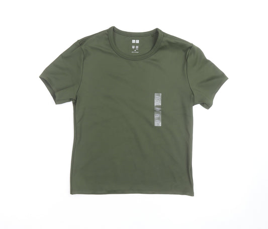 Uniqlo Men's Green Quick Dry Crew Neck Short Sleeve T-Shirt XS