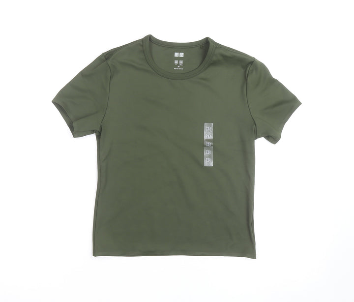 Uniqlo Men's Green Quick Dry Crew Neck Short Sleeve T-Shirt XS