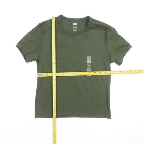 Uniqlo Men's Green Quick Dry Crew Neck Short Sleeve T-Shirt XS
